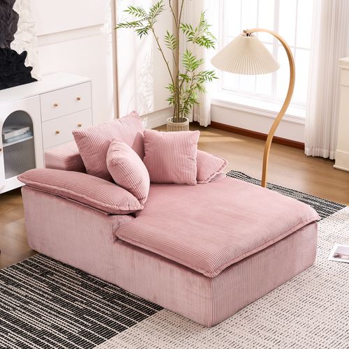 fauteuil relax 177x122x92 Cm En Velours Côtelé Rose, Assise Ergonomique Sans Assemblage