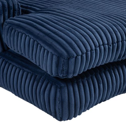 Fauteuil relax 125x155 Cm En Velours Côtelé Bleu Marine, Ergonomique Sans Montage