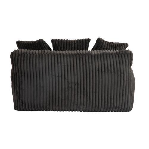 Fauteuil relax  125x155 Cm En Corduroy Noir, Chaiselongue Ergonomique Avec 3 Coussins