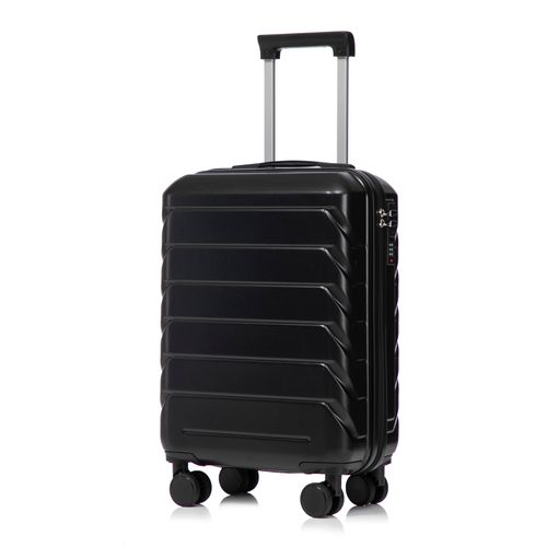 Valise Rigide 19" Abs Noire Avec Trousse 14", Roues 360° Silencieuses Et Poignée Télescopique