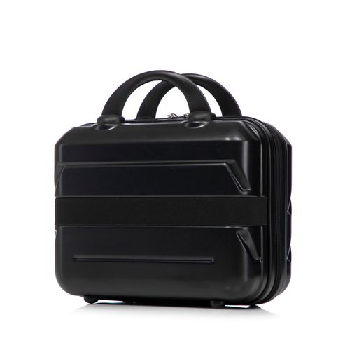 Valise Rigide 19" Abs Noire Avec Trousse 14", Roues 360° Silencieuses Et Poignée Télescopique