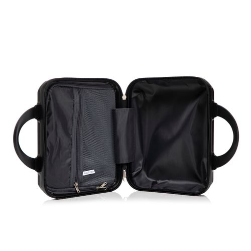 Valise Rigide 19" Abs Noire Avec Trousse 14", Roues 360° Silencieuses Et Poignée Télescopique