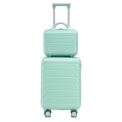 Set Valises 19" + Trousse 14" En Abs Étanche, Roulettes 360° Silencieuses, Vert Menthe