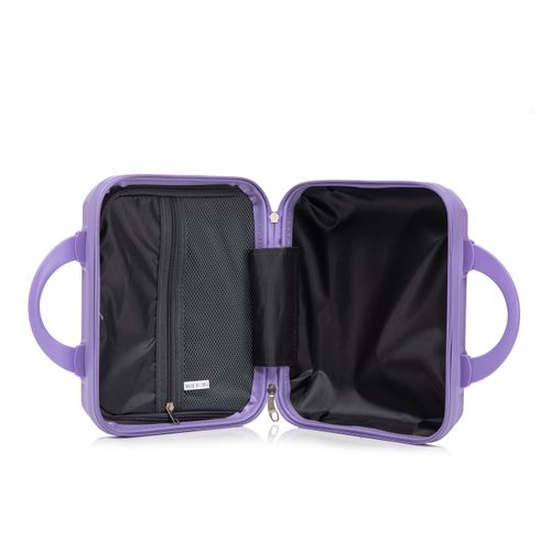 Valise Cabine Rigide 19'' Avec Trousse 14'' Abs Bleu/violet, 4 Roulettes 360° Silencieuses