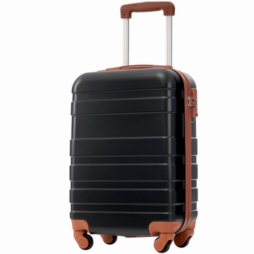 Valise Cabine Rigide 39,5 X 23 X 58,5 Cm En Abs Noir, 4 Roues 360° Silencieuses Et Serrure Tsa