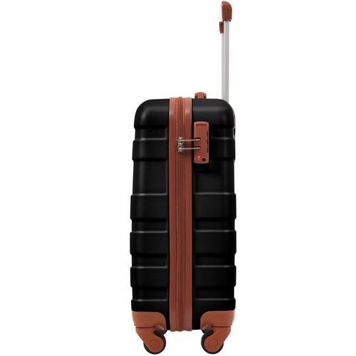 Valise Cabine Rigide 39,5 X 23 X 58,5 Cm En Abs Noir, 4 Roues 360° Silencieuses Et Serrure Tsa
