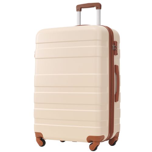 Valise Rigide, Valise Trolley, Valise De Voyage, Bagage à Main 4 Roues Materiau Abs Serrure Douaniere Tsa 48 30 76 Creme Marron