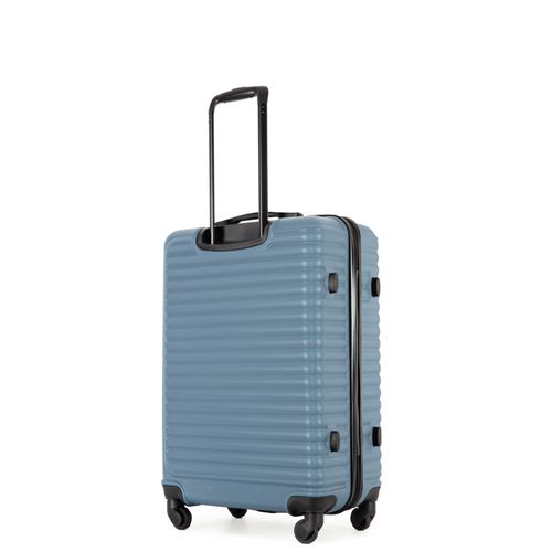 Valise Rigide Abs Bleu 4 Roues Silencieuses, Poignée Télescopique 3 Positions Et Serrure Tsa