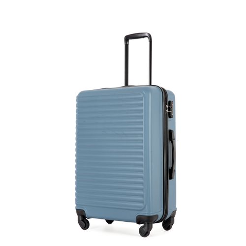 Valise Rigide Abs Bleu 4 Roues Silencieuses, Poignée Télescopique 3 Positions Et Serrure Tsa