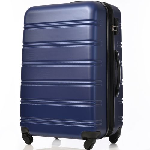 Valise Rigide 74,5x50,5x31,5 Cm Abs Bleu, Extensible +25%, Poignée Télescopique 3 Positions