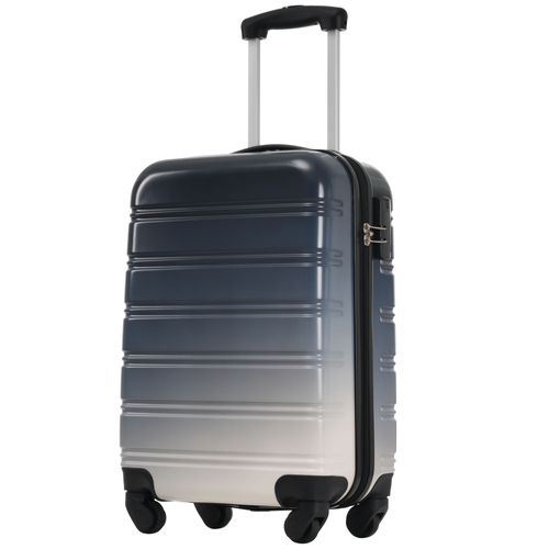 Valise Cabine Rigide 34,5x23x47 Cm Abs Gris-noir, 4 Roues 360° Silencieuses, Serrure à Code