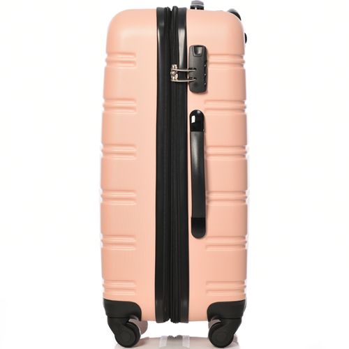 Valise Rigide 65x44,5x27,5 Cm En Abs Rose, 4 Roulettes 360° Silencieuses Et Soufflet +25%