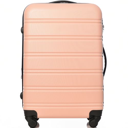 Valise Rigide 65x44,5x27,5 Cm En Abs Rose, 4 Roulettes 360° Silencieuses Et Soufflet +25%