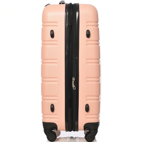 Valise Rigide 65x44,5x27,5 Cm En Abs Rose, 4 Roulettes 360° Silencieuses Et Soufflet +25%