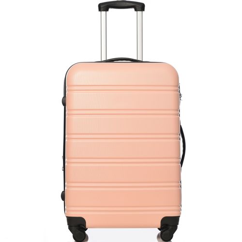 Valise Rigide 65x44,5x27,5 Cm En Abs Rose, 4 Roulettes 360° Silencieuses Et Soufflet +25%