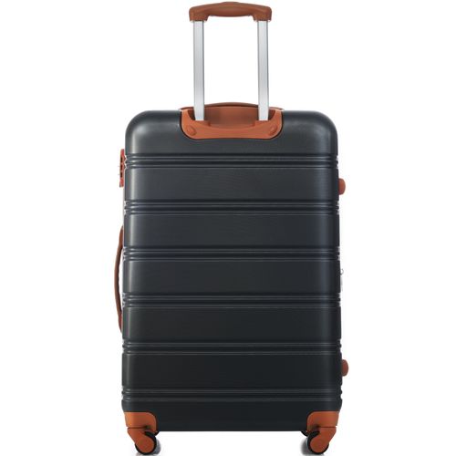 Valise Rigide 65x44,5x27,5 Cm Abs Noir/brun, 4 Roulettes 360° Et Poignée Télescopique