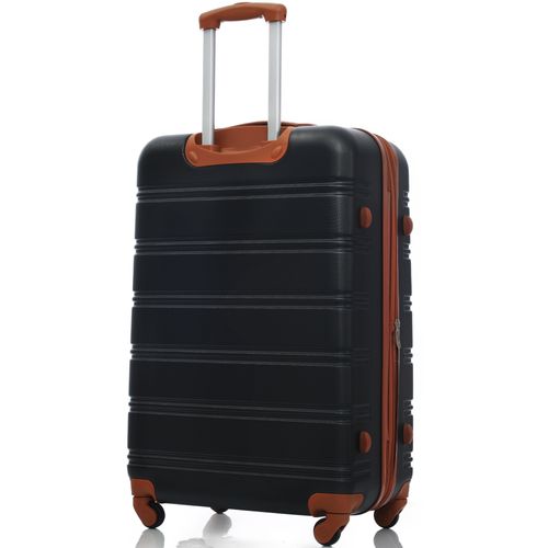 Valise Rigide 65x44,5x27,5 Cm Abs Noir/brun, 4 Roulettes 360° Et Poignée Télescopique