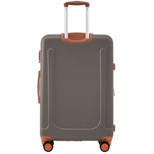 Valise Rigide En Abs Marron 4 Roues Silencieuses 360°, Poignée Télescopique 3 Positions