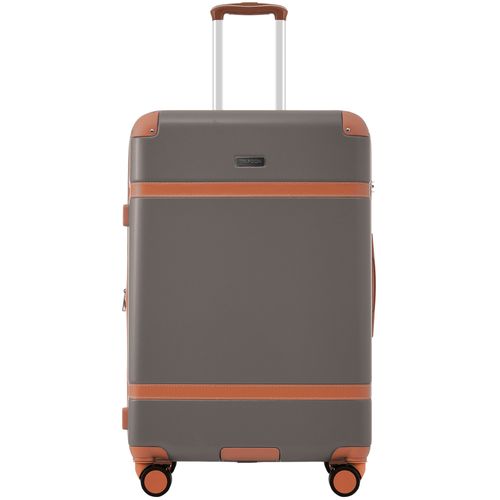 Valise Rigide En Abs Marron 4 Roues Silencieuses 360°, Poignée Télescopique 3 Positions