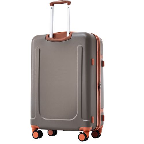 Valise Rigide En Abs Marron 4 Roues Silencieuses 360°, Poignée Télescopique 3 Positions