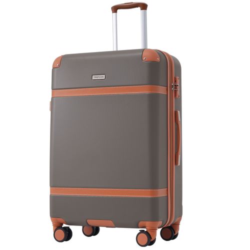 Valise Rigide En Abs Marron 4 Roues Silencieuses 360°, Poignée Télescopique 3 Positions