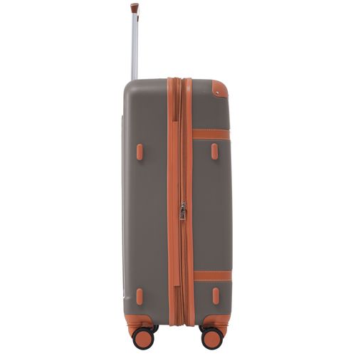 Valise Rigide En Abs Marron 4 Roues Silencieuses 360°, Poignée Télescopique 3 Positions