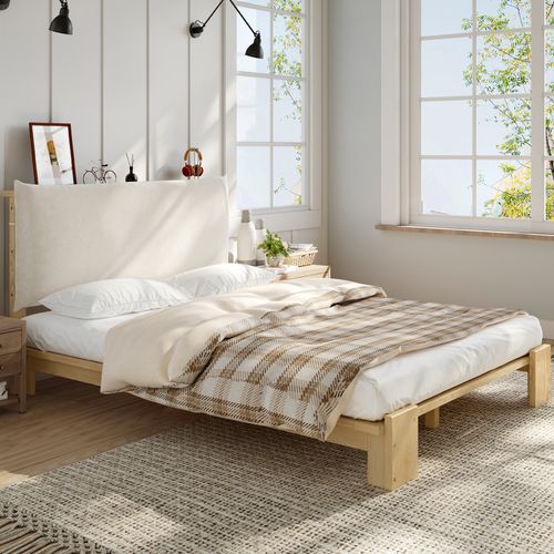 Lit Rembourré 140x200 Cm Avec Sommier à Lattes Tête De Lit Rembourrée