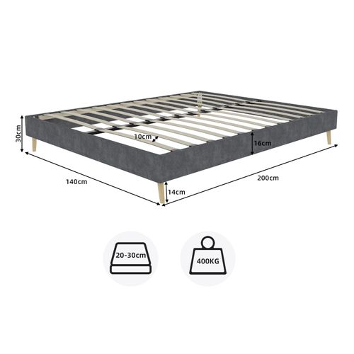 Lit Double 140x200 Cm Avec Tête De Lit Rembourrée Et Rangement Intégré