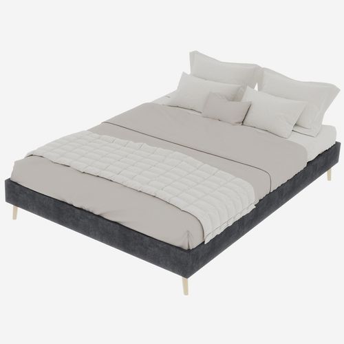 Lit Double 140x200 Cm Avec Tête De Lit Rembourrée Et Rangement Intégré