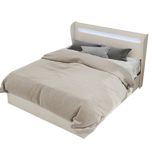 Lit Rembourré 160x200 Cm Avec Structure Moderne Et Éclairage LED