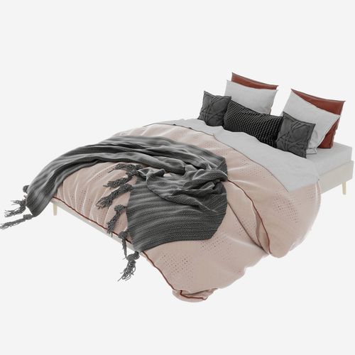 Lit Double 160x200 Cm Avec Structure En Tissu Beige Moderne