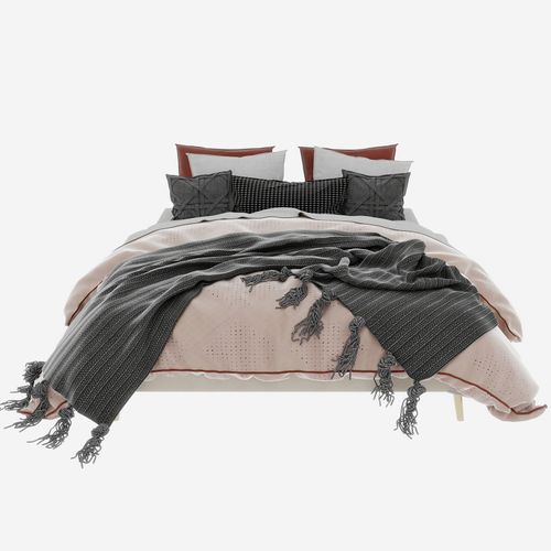 Lit Double 160x200 Cm Avec Structure En Tissu Beige Moderne