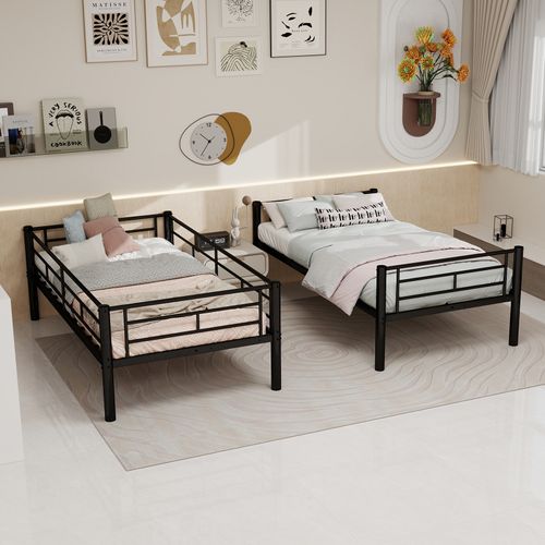 Lit Superposé 190x90cm Avec Structure En Métal Et Accès Sécurisé