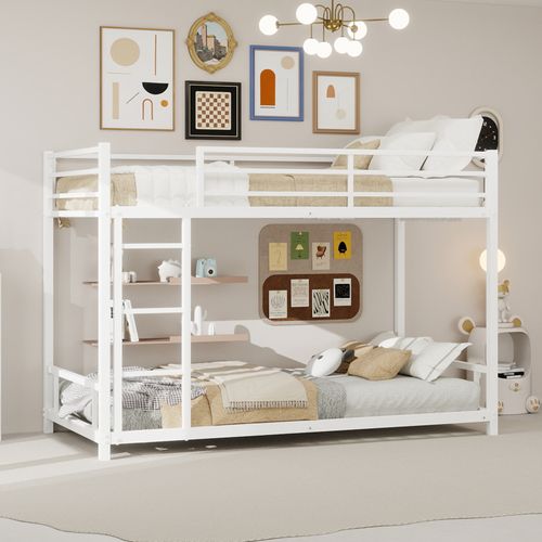 Lit Superposé 190x90 Cm En Métal Avec Échelle Intégrée Et Sécurité