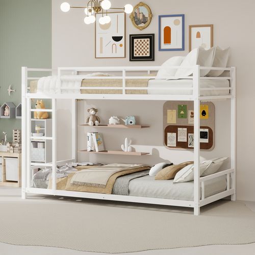 Lit Superposé 190x90 Cm En Métal Avec Échelle Intégrée Et Sécurité