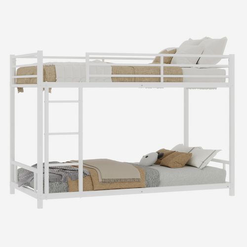 Lit Superposé 190x90 Cm En Métal Avec Échelle Intégrée Et Sécurité