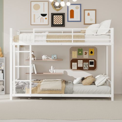 Lit Superposé 190x90 Cm En Métal Avec Échelle Intégrée Et Sécurité