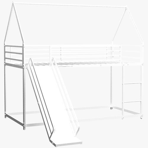 Lit Mezzanine 90X200 Blanc Avec Toboggan Pour Chambre D'enfant Et Design Ludique