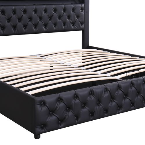 Lit Rembourré 180x200 Cm Avec Structure En Pu Et Espace De Rangement