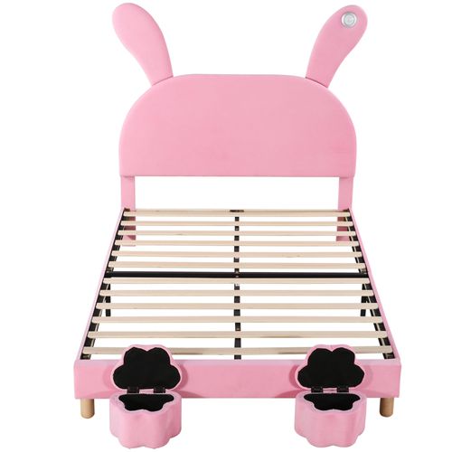 Lit Rembourré 140x200 Cm Avec Rangement Et Éclairage LED