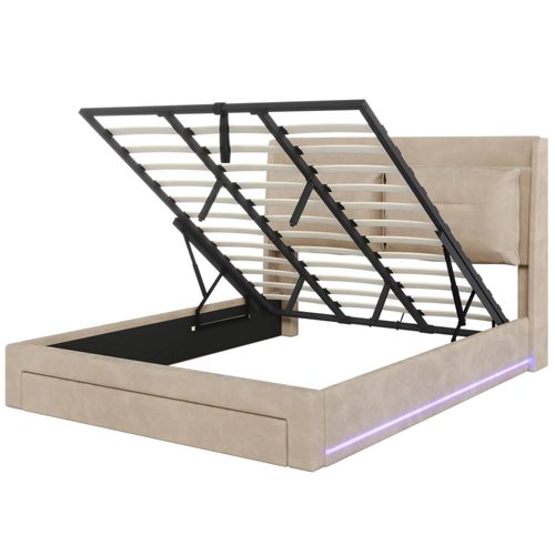 Lit Coffre 180x200 Cm Avec Structure Hydraulique Et Éclairage LED
