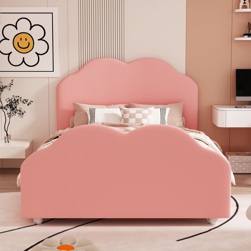 Lit Enfant 90x200 Cm Avec Structure Rembourrée Et Design Nuage