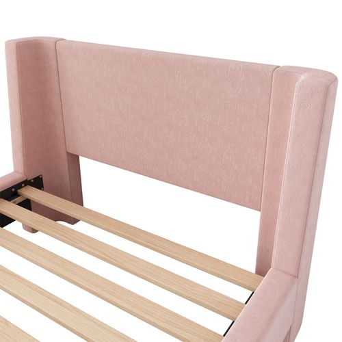 Lit Rembourré 90x200 Cm Avec Design Ludique Et Motifs Cosmiques