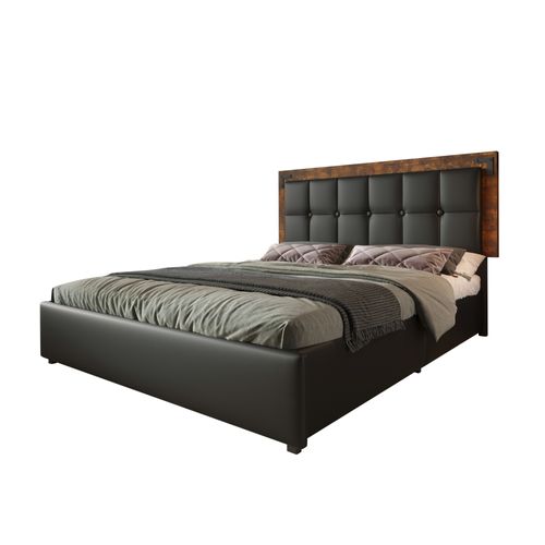 Lit Double 140x200 Cm Avec Structure En Pu Et Éclairage LED