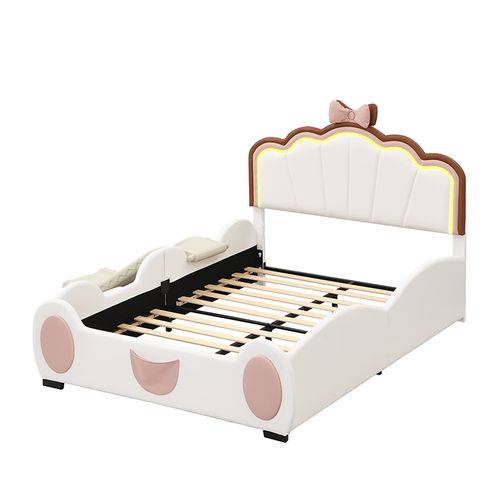 Lit Enfant 140x200 Cm En Forme De Papillon Avec Lumière LED Et Toboggan