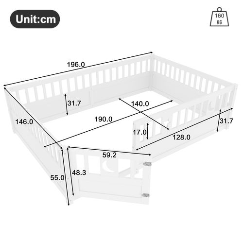 Lit Enfant 140x190 Cm Avec Barrières De Sécurité Et Décoration Étoiles Et Lune