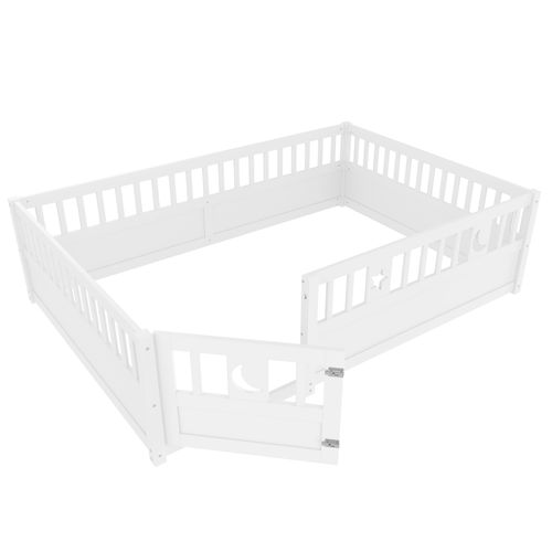 Lit Enfant 140x190 Cm Avec Barrières De Sécurité Et Décoration Étoiles Et Lune