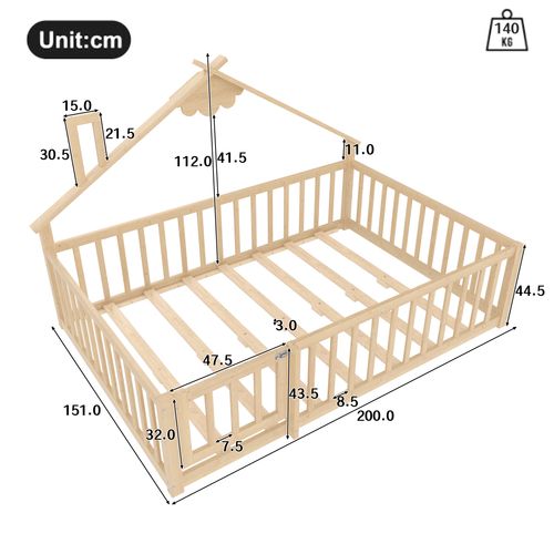 Lit Enfant 140x190 Cm En Pin Naturel Avec Protection Et Design Maison