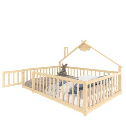 Lit Enfant 140x190 Cm En Pin Naturel Avec Protection Et Design Maison