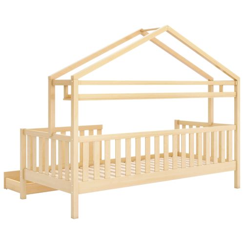 Lit Enfant 90x200 Cm En Bois Massif Avec Rangement Et Design Scandinave